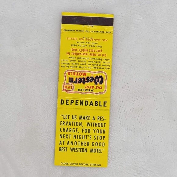 Front Strike Matchbook Cover Best Western Motels Reservations Travel Advertising - Picture 3 of 4